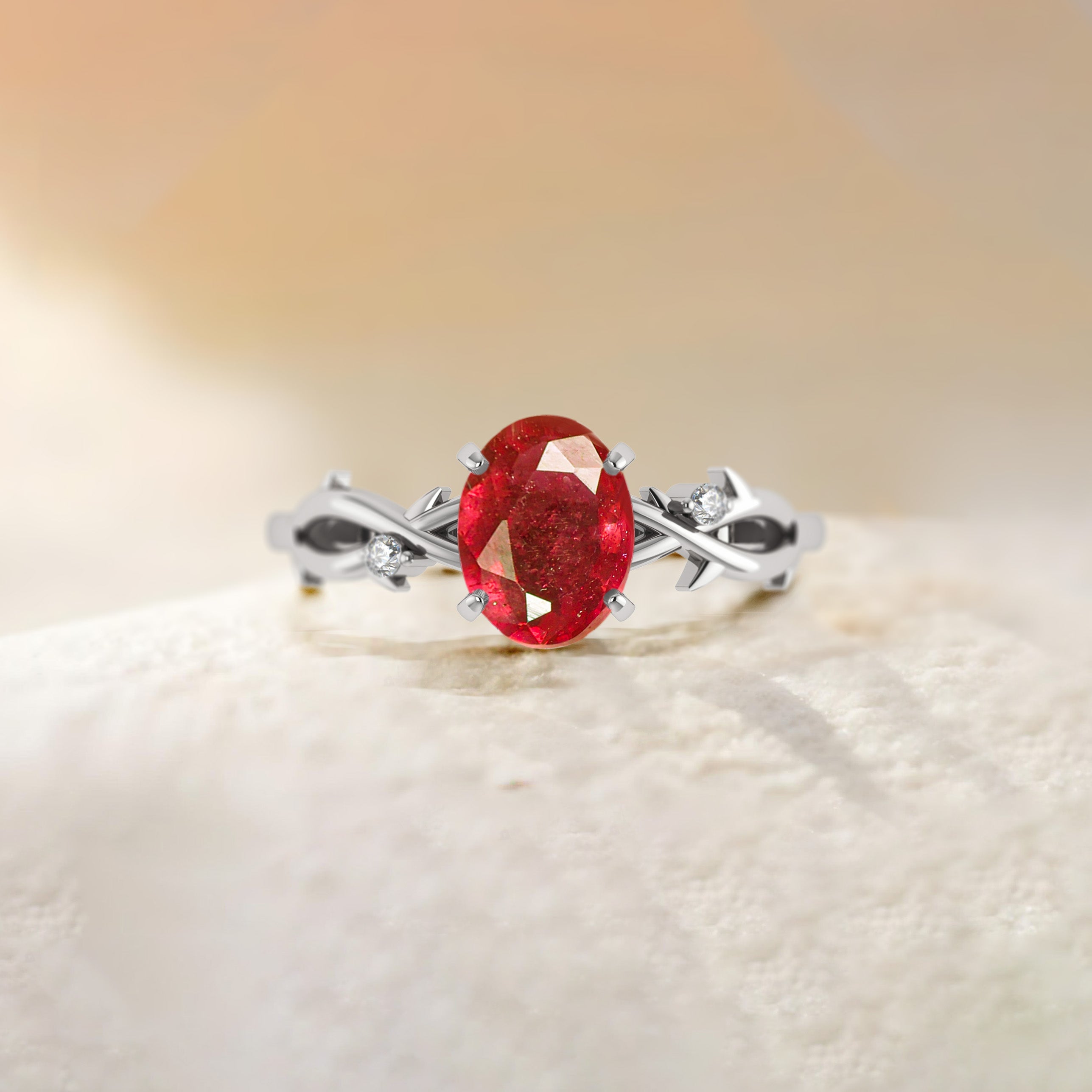 Natural Ruby & Diamond Crossover Solitaire Ring for Women - 14K Gold Engagement & Wedding Band - Perfect for Valentine's Day, Anniversary & Special Occasions