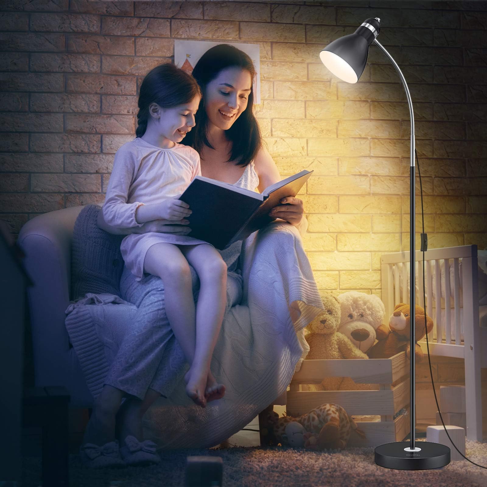 LEPOWER Adjustable Gooseneck Floor Lamp with Heavy Metal Base - Black Standing Reading Lamp for Office, Bedroom & Living Room - Perfect for Task Lighting, Reading Nook & Home Decor
