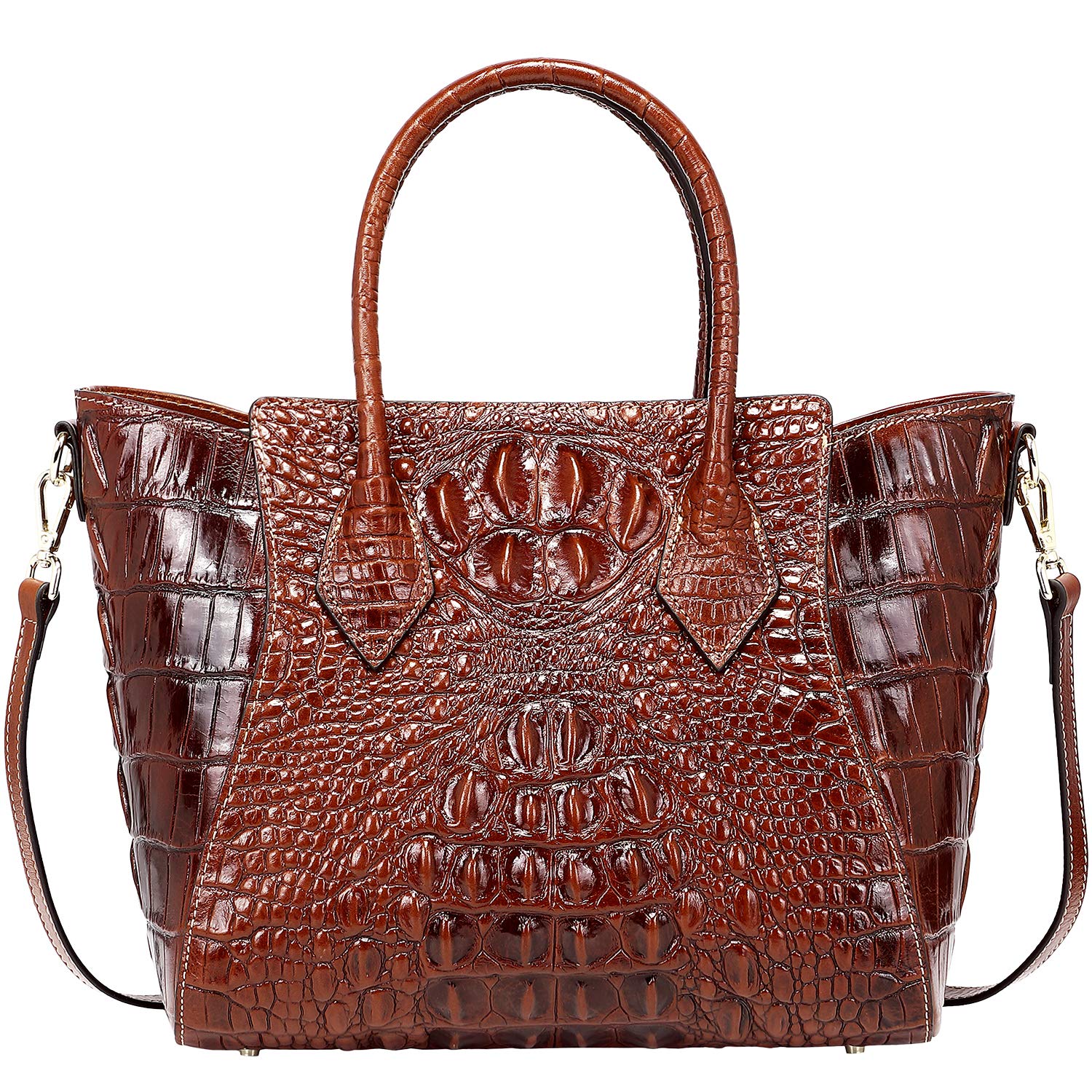 PIJUSHI Genuine Leather Crocodile Handbag for Women - Elegant Shoulder & Top Handle Purse for Work & Party
