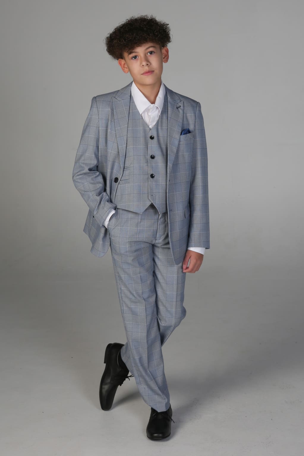 Stylish Boys' Sky Blue Three-Piece Suit | Formal Wear for Weddings, School Events & Special Occasions
