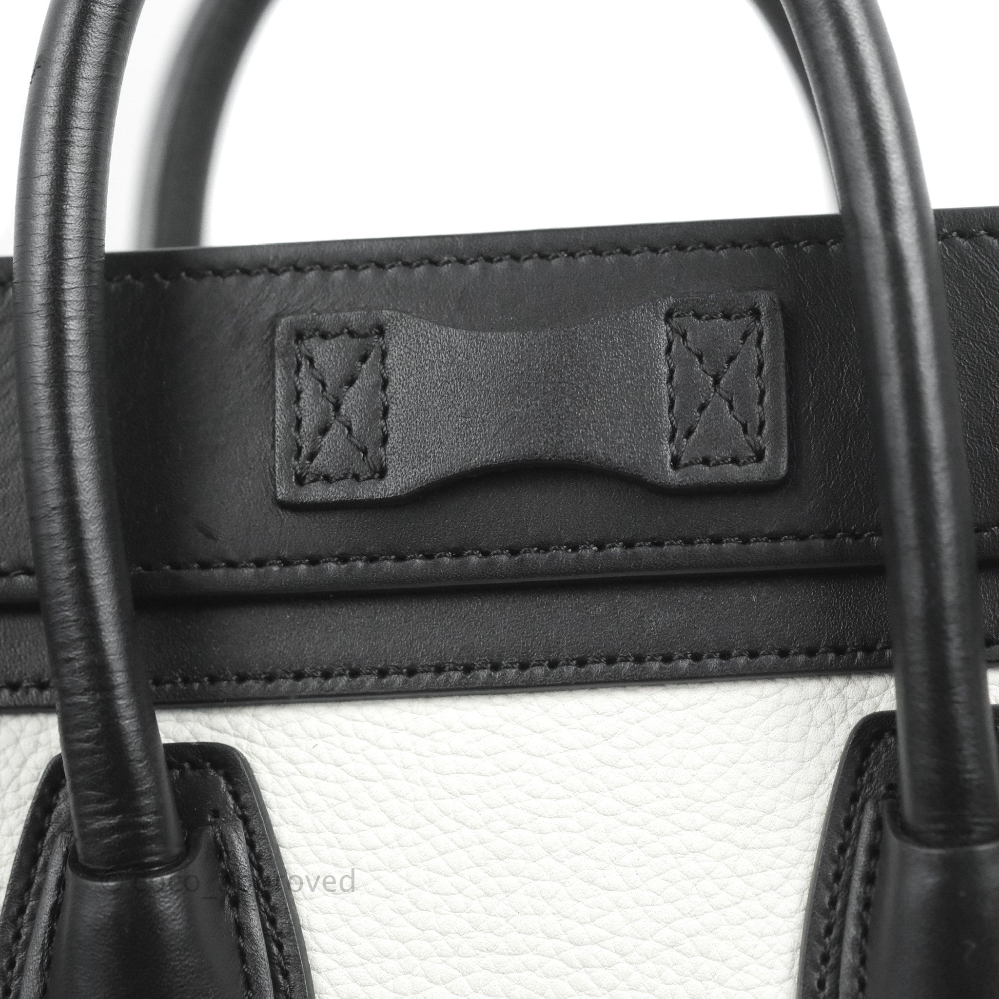 Celine Nano Luggage Bag in Tricolor Dune/White/Black - Premium Grained Calfskin Leather Handbag for Women | Perfect for Work, Travel & Everyday Use
