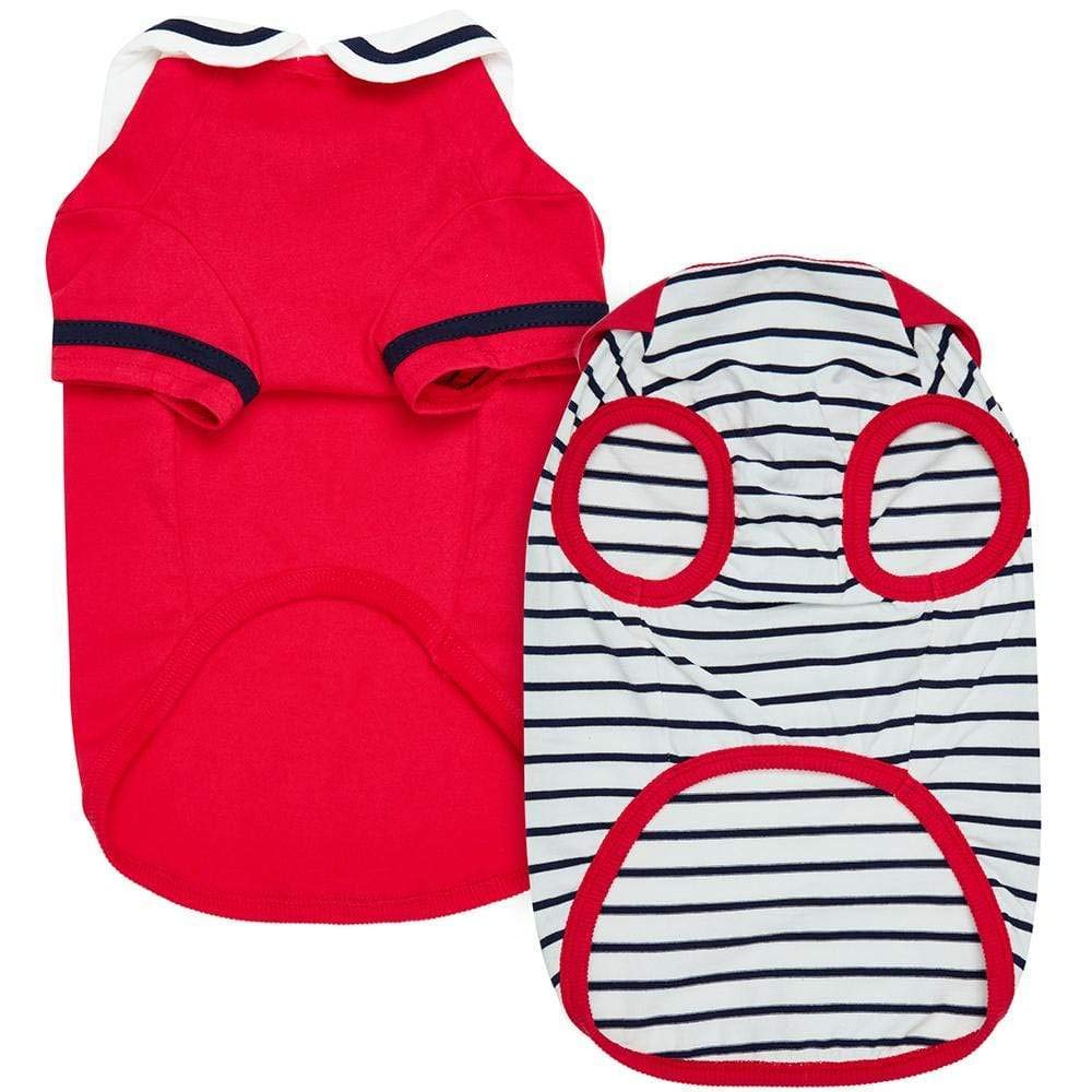 Blueberry Pet Soft & Comfy Summer Cotton Dog T-Shirts - 2 Pack Sailor Style Tank Tops for Small & Medium Dogs (12
