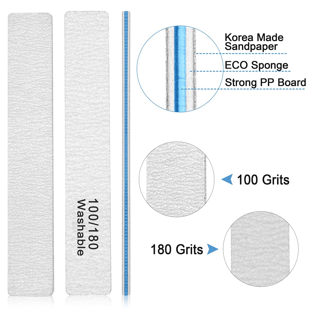 50 Pcs Nail File Set - 100/180 Grit Emery Boards for Acrylic & Natural Nails, Heavy Duty Nail Filler for Home, Salon & Professional Manicure/Pedicure Use - Strong Coarse Nail Files for Smoothing & Shaping