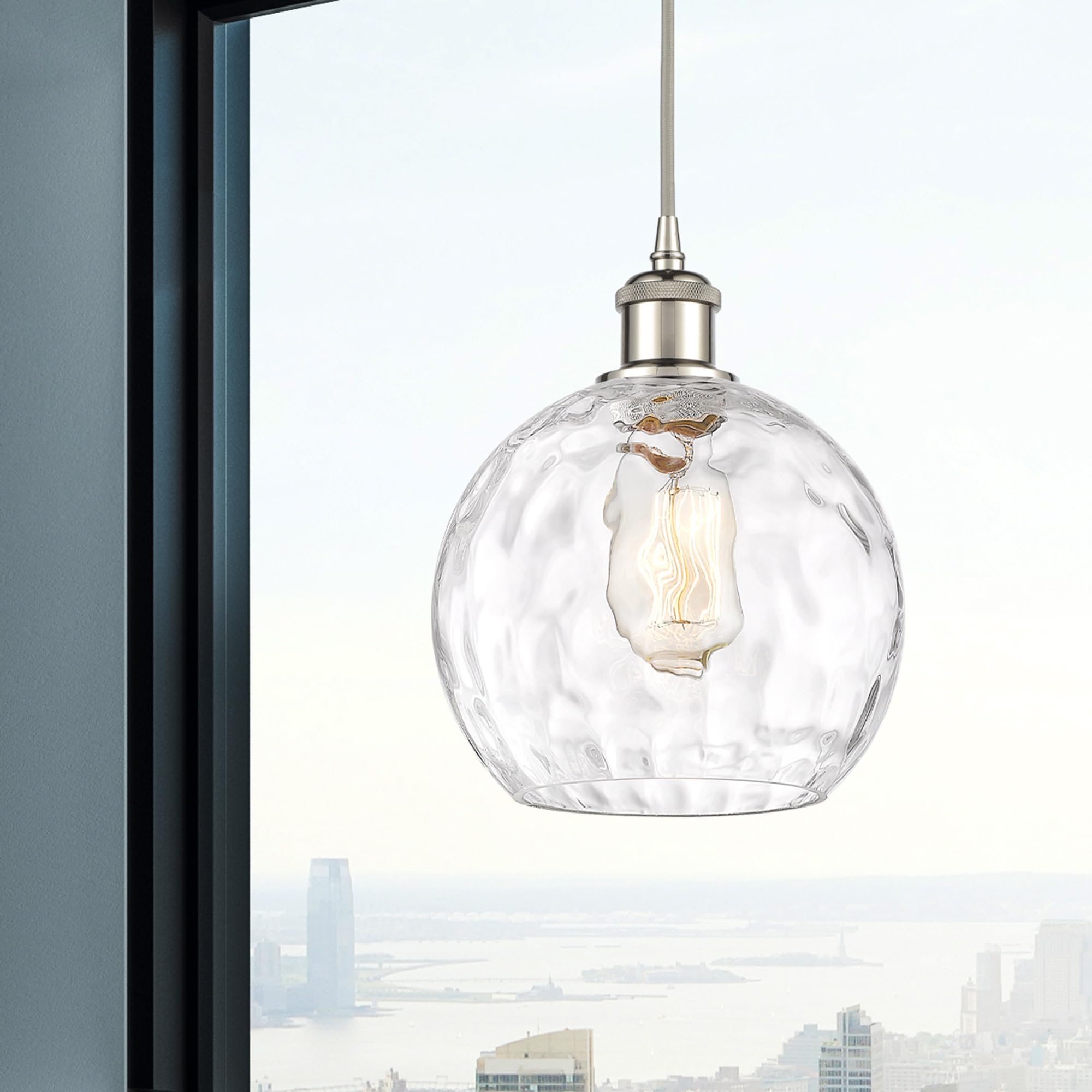 Innovations Lighting Athens Water Glass Mini Pendant Light - 1-Light Industrial Style Hanging Fixture (10