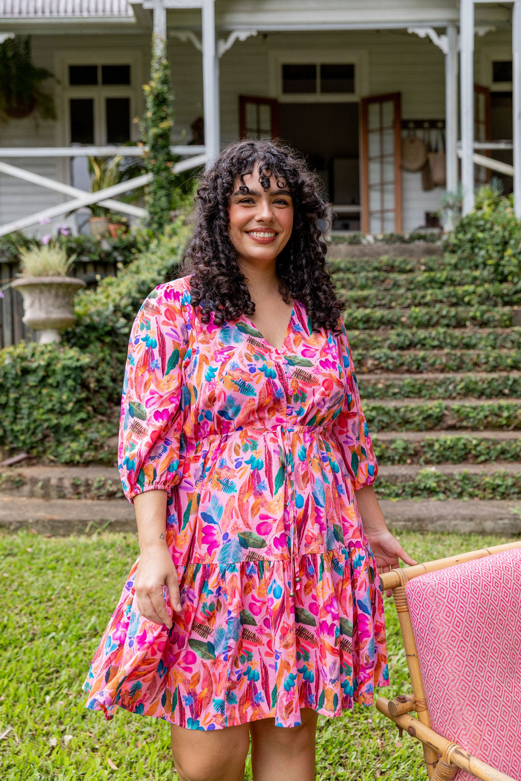 Kasey Rainbow Backyard Treasures Ziggy Dress - Floral Print Bohemian Maxi Dress for Women | Perfect for Beach Vacations, Summer Parties & Boho Fashion