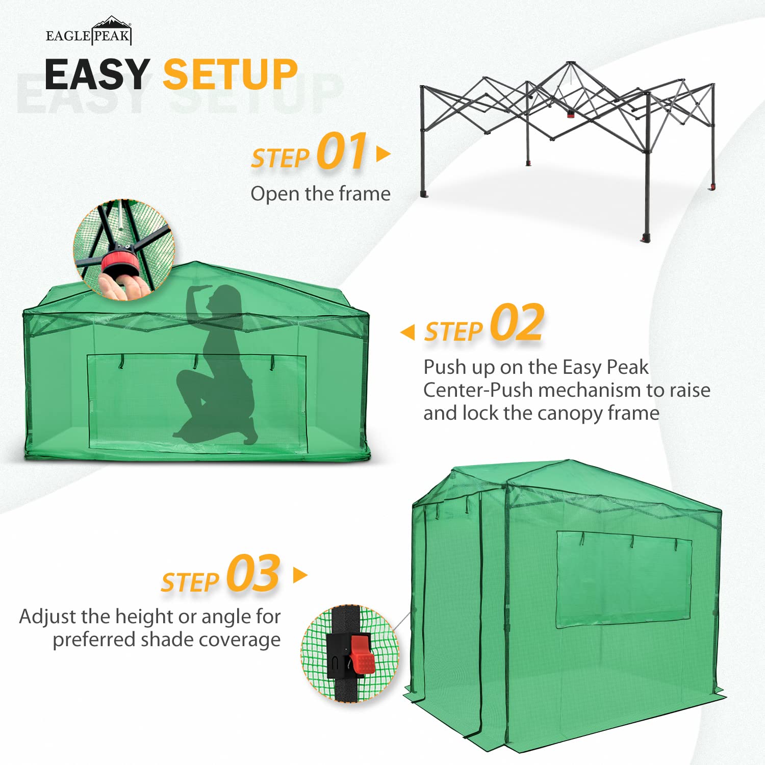 EAGLE PEAK 8'x6' Portable Greenhouse with 2 Shelves - Compact Walk-in Plant Protection for Backyard Gardening & Seed Starting