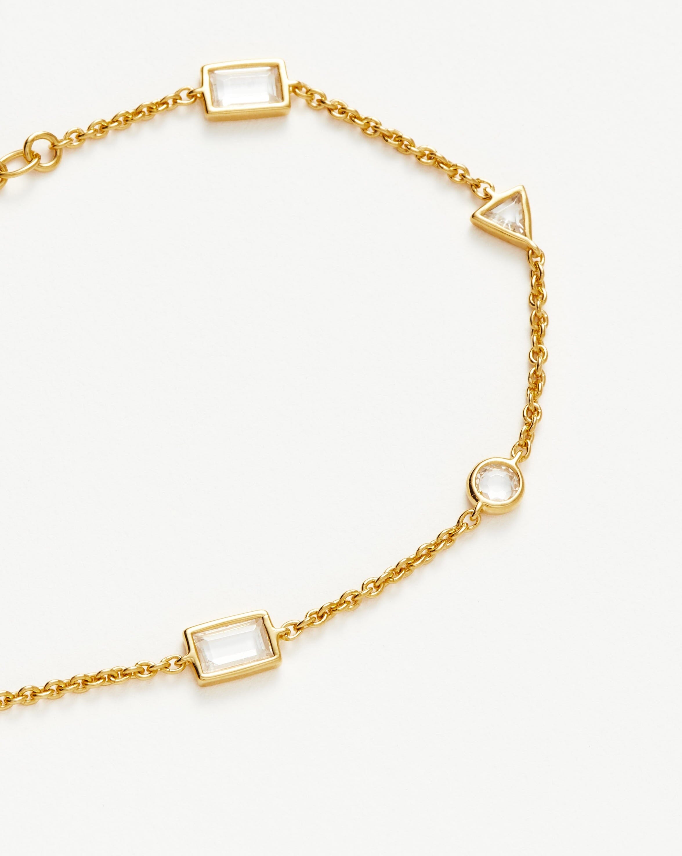 18k Gold Vermeil Floating Stone Charm Bracelet for Women - Elegant Layering Jewelry for Everyday Wear, Gift Giving & Special Occasions