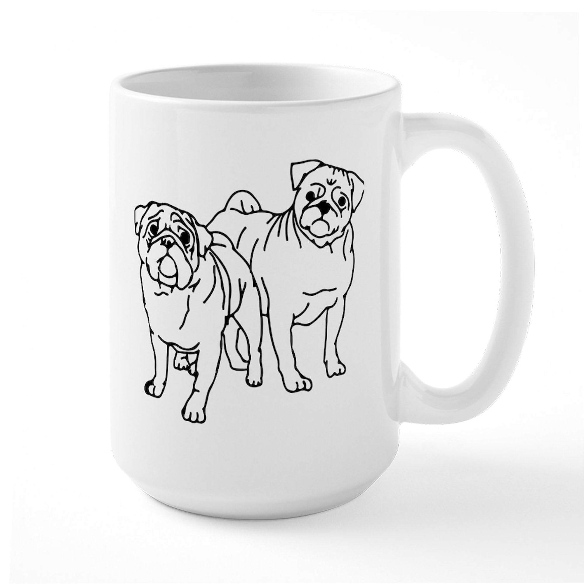 PUGS 15 oz (444 ml) Ceramic Coffee Mug - Funny Dog Lover Gift, Perfect for Tea & Hot Beverages - Great for Office, Home Use & Gifts