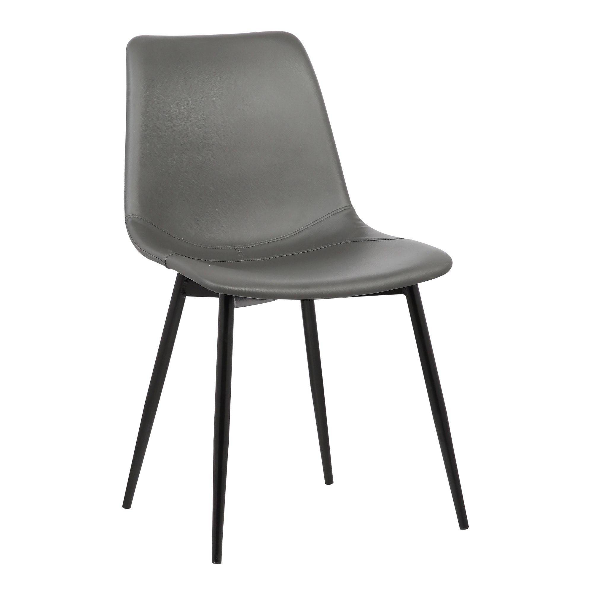 Armen Living Monte Mid Century Modern Dining Chair - Charcoal Gray Faux Leather with Black Metal Legs - Perfect for Kitchen, Dining Table, Home Office Desk & Vanity Area