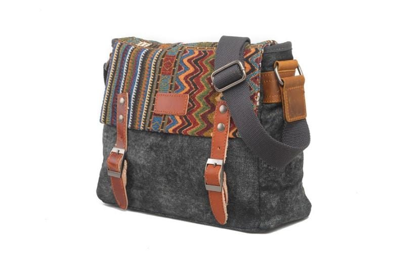 Vintage Style Canvas Messenger Bag - Genuine Leather Shoulder Bag for Men & Women - Perfect for Work, Travel & Everyday Use
