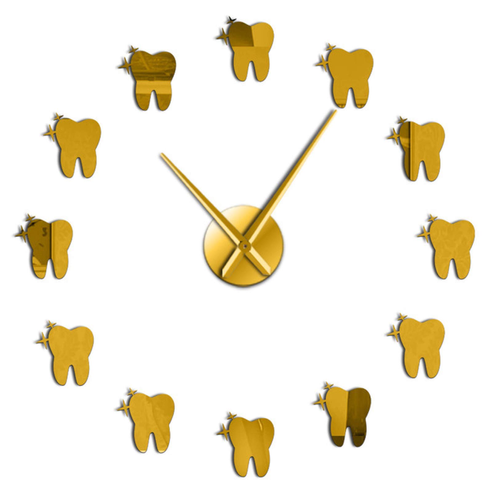 Modern Acrylic Mirror Effect 3D Tooth Wall Clock - DIY Dentist Office Decor, Dental Wall Art, Unique Gift for Doctors - Perfect for Dental Clinics, Waiting Rooms & Home Decor