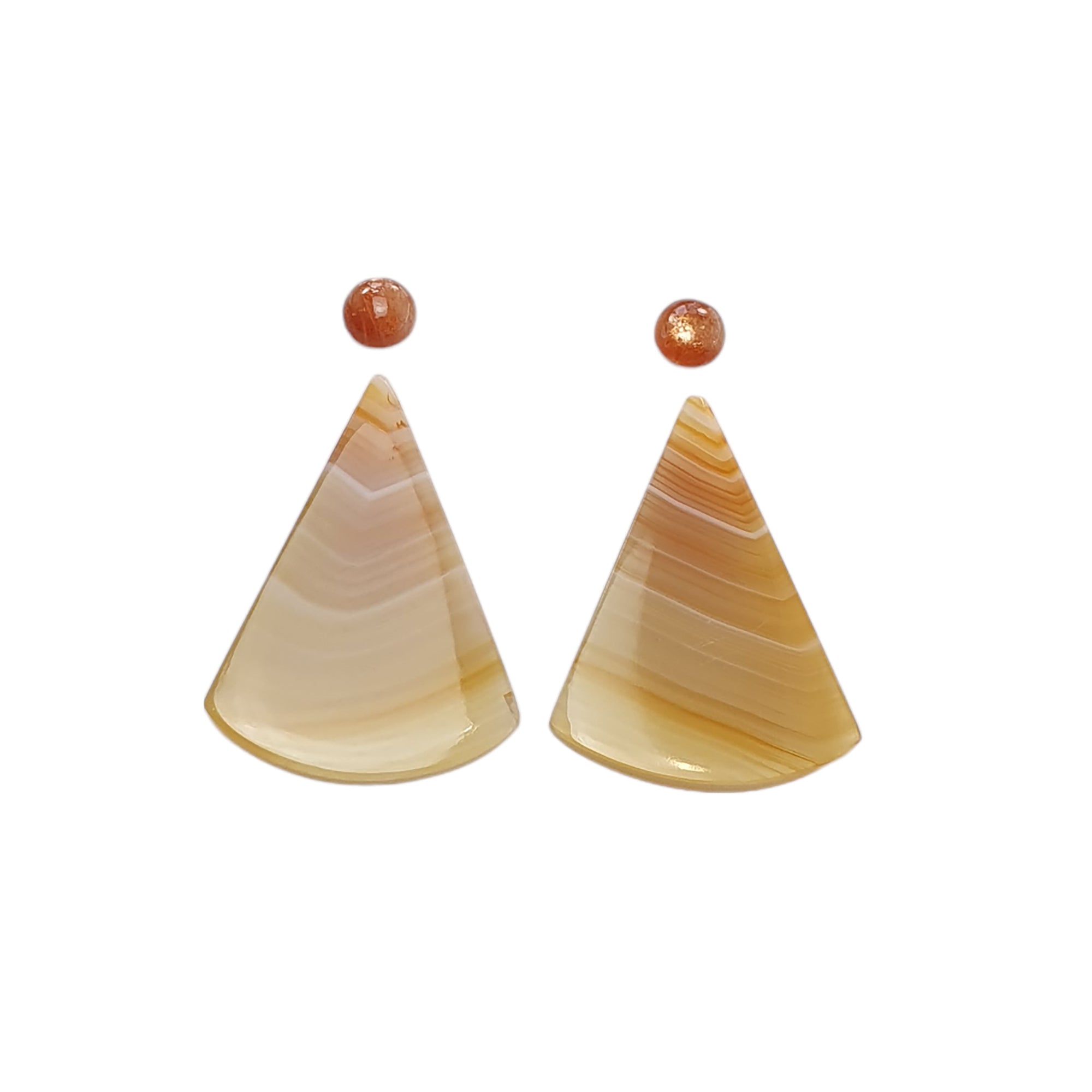 Natural Botswana Agate Sunstone & Labradorite Gemstone Cabochon Set - Untreated Bi-Color Agate in Pear, Oval & Round Shapes (4pc/6pc) - Perfect for Jewelry Making, Wire Wrapping & Crystal Healing