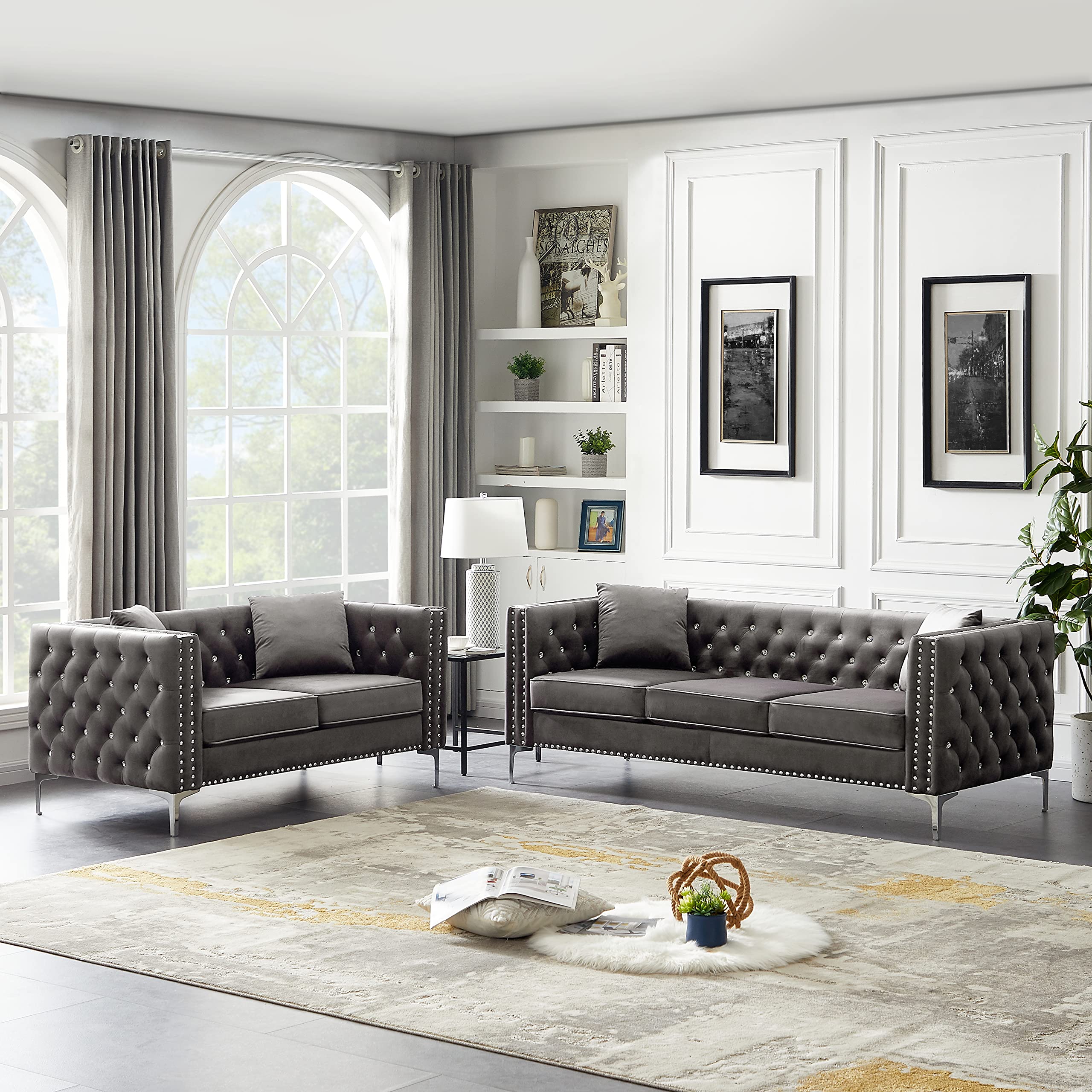Luxury Velvet Loveseat Sofa 59.4