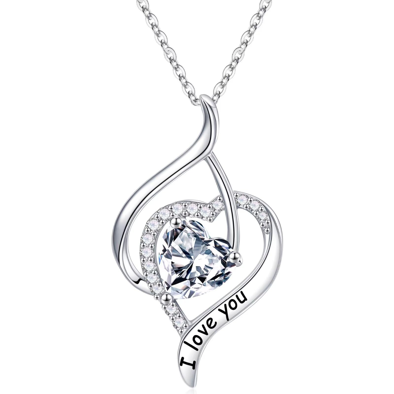925 Sterling Silver Birthstone Necklace for Women - Natural or Created Gemstone Heart Pendant, I Love You Gift for Valentine's Day, Mother's Day, Anniversary, Birthday & Christmas | Perfect for Romantic Occasions, Special Celebrations & Everyday Elegance