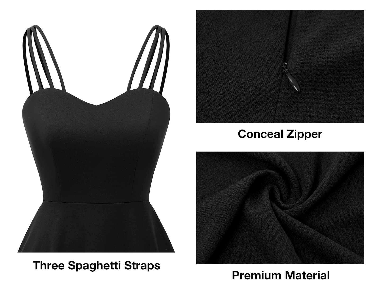 DRESSTELLS Women's Hi-Low Spaghetti Strap Summer Dress - Flowy Flare Cocktail & Wedding Guest Dress for Bridesmaid, Beach Party & Special Occasions