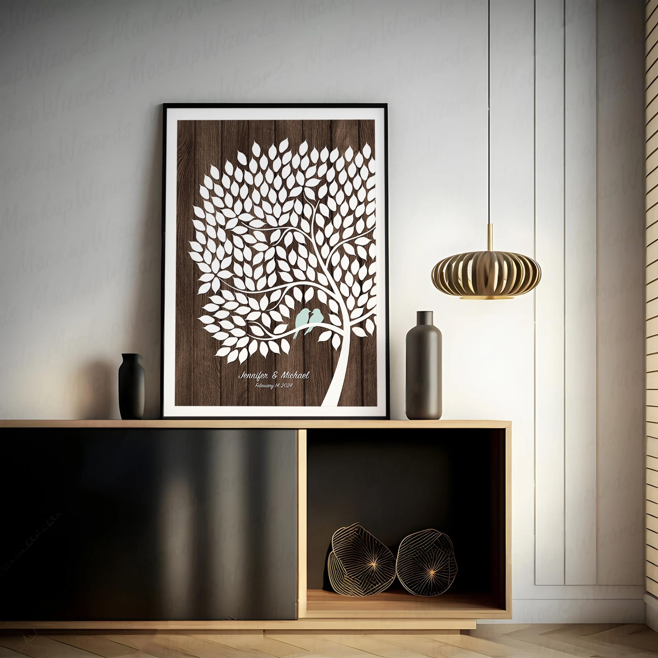 Personalized Wedding & Anniversary Guest Book Poster - Custom Tree Design with Love Birds - Unique Alternative to Traditional Guest Books - Perfect for Weddings, Anniversaries & Special Events