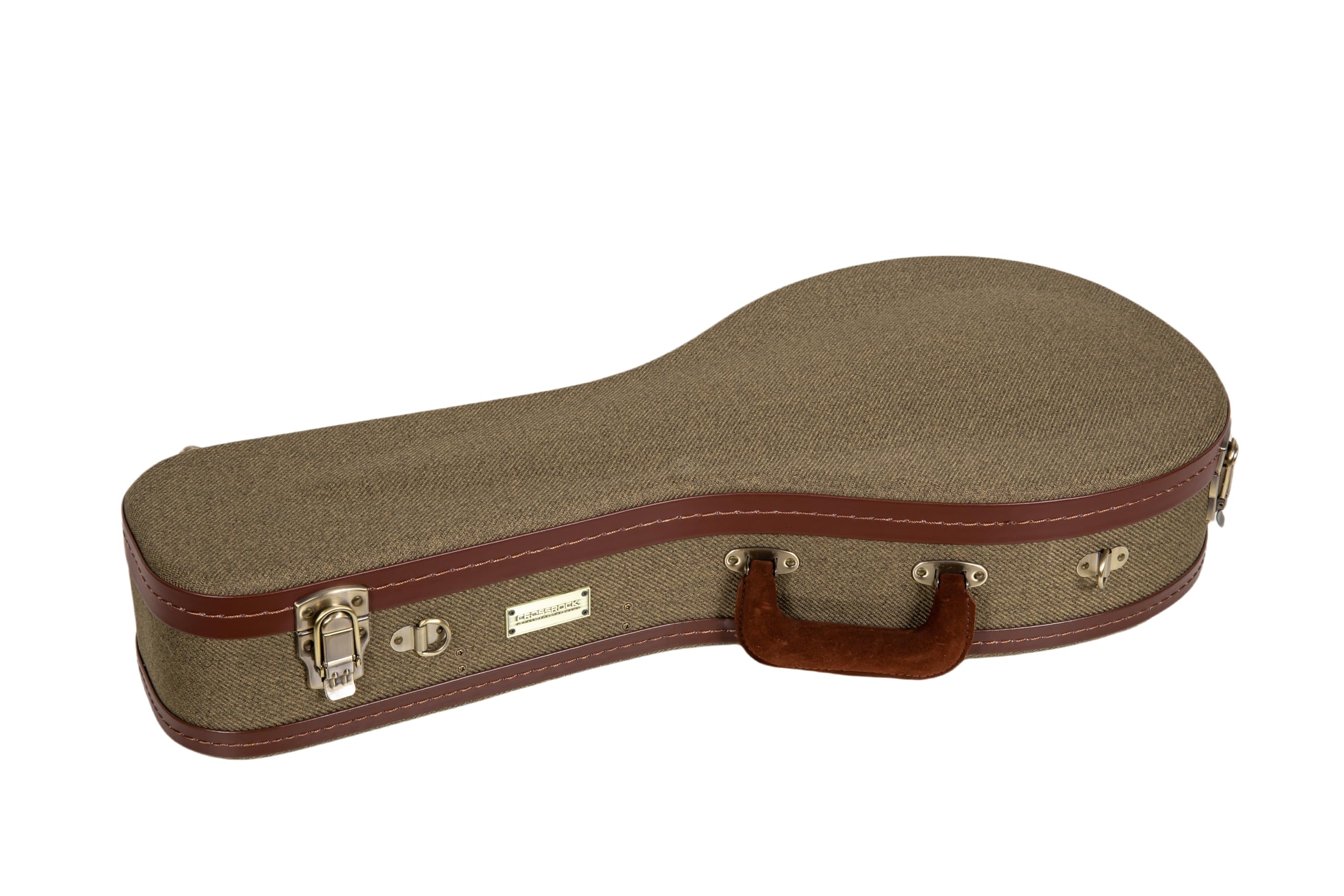 Crossrock Master Series A-Style Mandolin Case - Olive Green Tweed Exterior, Reinforced Wooden Shell with Leather Handle & Backpack Straps | Durable Protection for Travel & Storage | Perfect for Musicians, Performances & Outdoor Gigs
