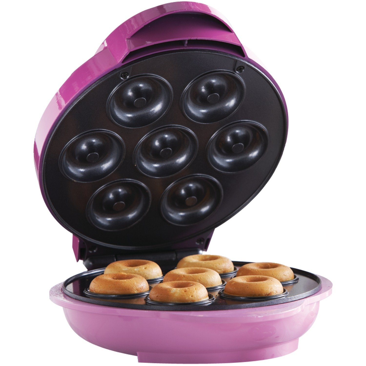 Brentwood Mini Donut Maker Machine - Non-Stick Electric Donut Maker for Homemade Donuts, Perfect for Breakfast, Parties & Kids Snacks - Pink Kitchen Appliance