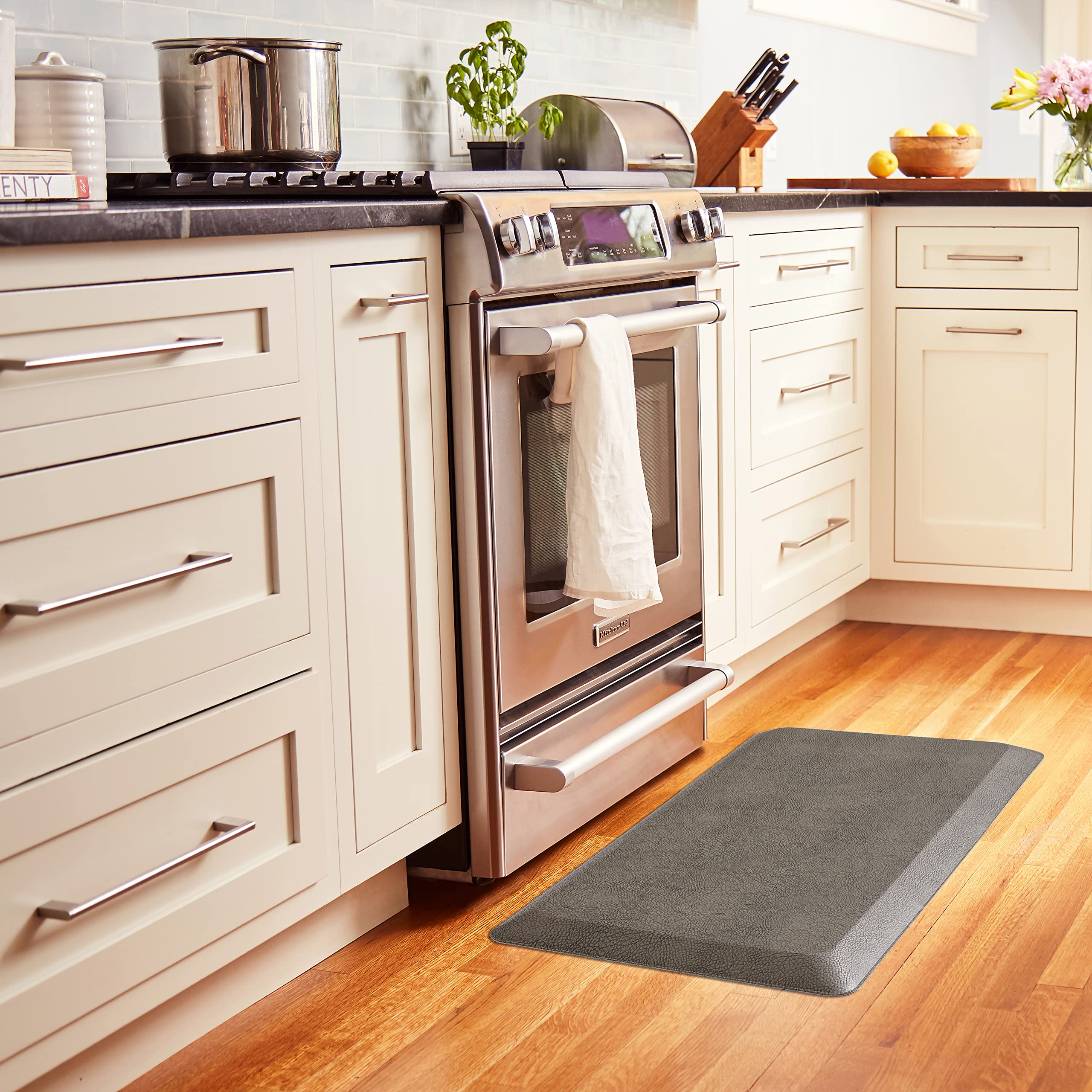 Home Dynamix Emeril Lagasse Anti-Fatigue Kitchen Mat - Textured Non-Slip Floor Mat 19.6x39 Inches, Grey - Perfect for Standing Comfort While Cooking, Baking or Dishwashing