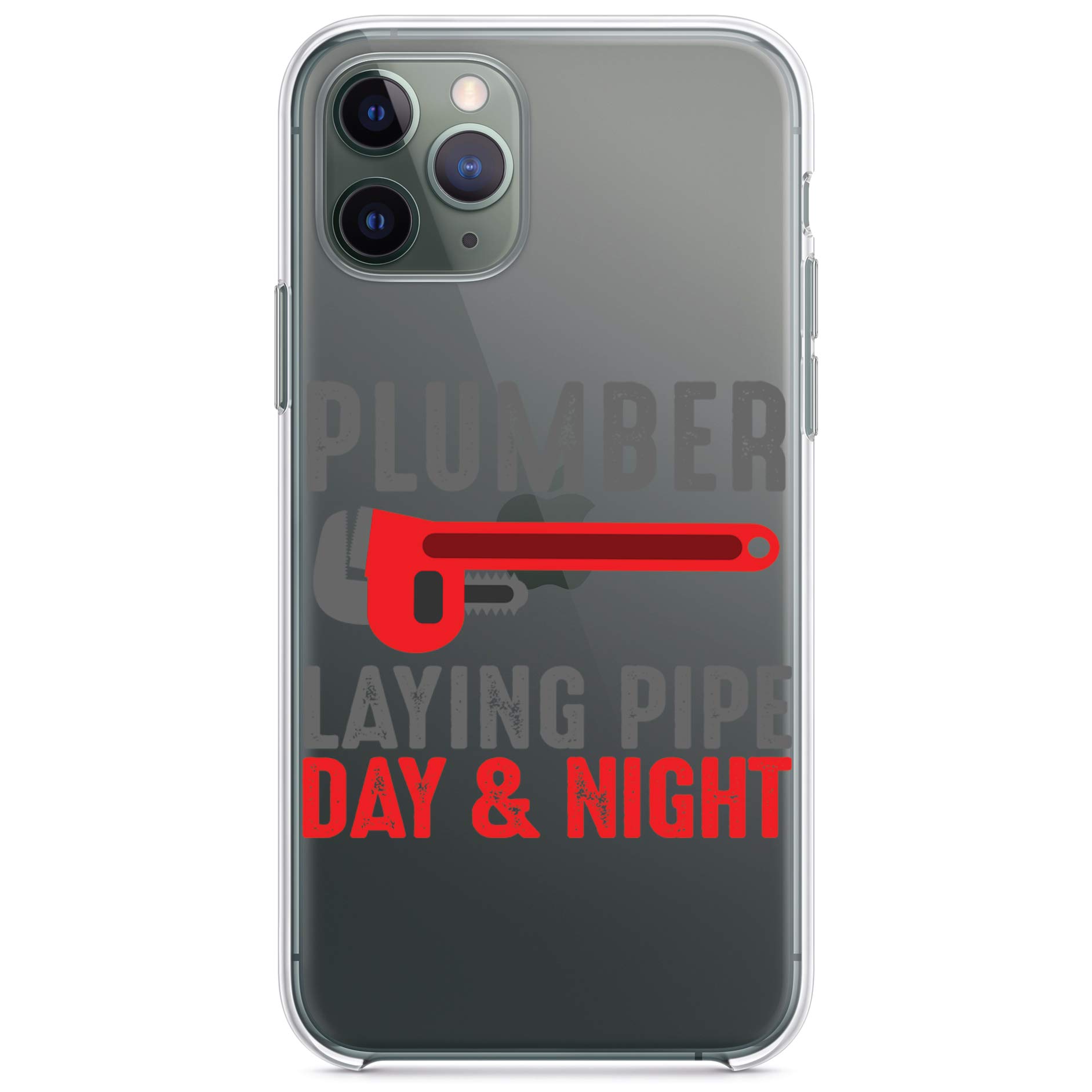 DistinctInk Clear Shockproof Hybrid Case for iPhone 13 (6.1 Inch) - Durable TPU Bumper & Acrylic Back with Tempered Glass Screen Protector - Perfect for Plumbers & Construction Workers Working Day & Night