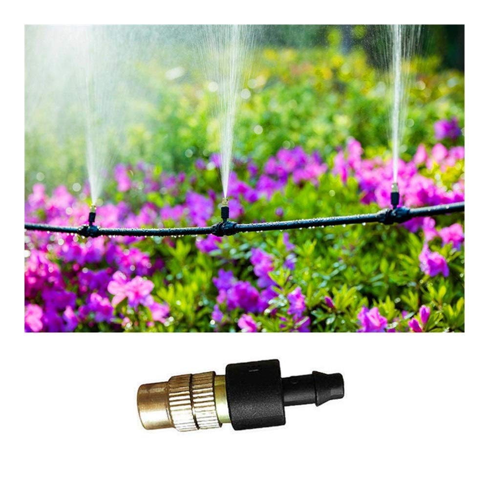 20PCS Copper Misting Nozzles - Brass Garden Watering Spray Sprinklers with Cooling Thread for Plants, Flowers & Lawn Care - Perfect for Greenhouse, Hydroponics & Outdoor Gardening (Yellow)