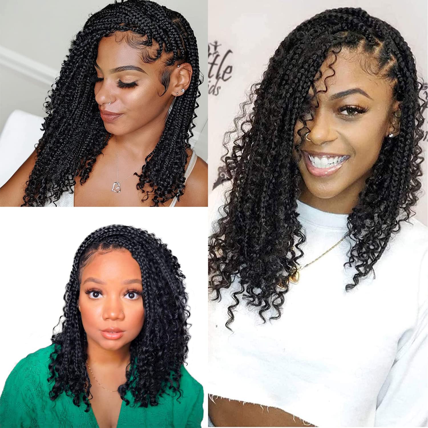 8 Packs Crochet Braids Hair Extensions - #1B Straight Goddess Box Braids for Black Women | Pre-Looped Synthetic Braiding Hair for Protective Styles & Everyday Wear