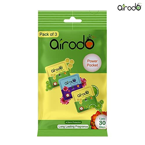 AIRODO Air Freshener Power Pocket Gel - Long Lasting 30 Days Fragrance Booster for Bathroom, Toilet & Home - Pack of 8 Refills (8x10g) Assorted Scents - Eliminates Odors in Cars, Offices & Small Spaces