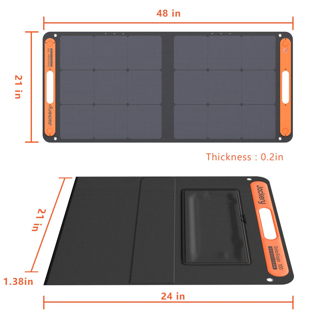 Jackery SolarSaga 100W Portable Solar Panel for Camping, RV, Off-Grid Power - High Efficiency Foldable Solar Charger for Outdoor Adventures & Emergency Backup