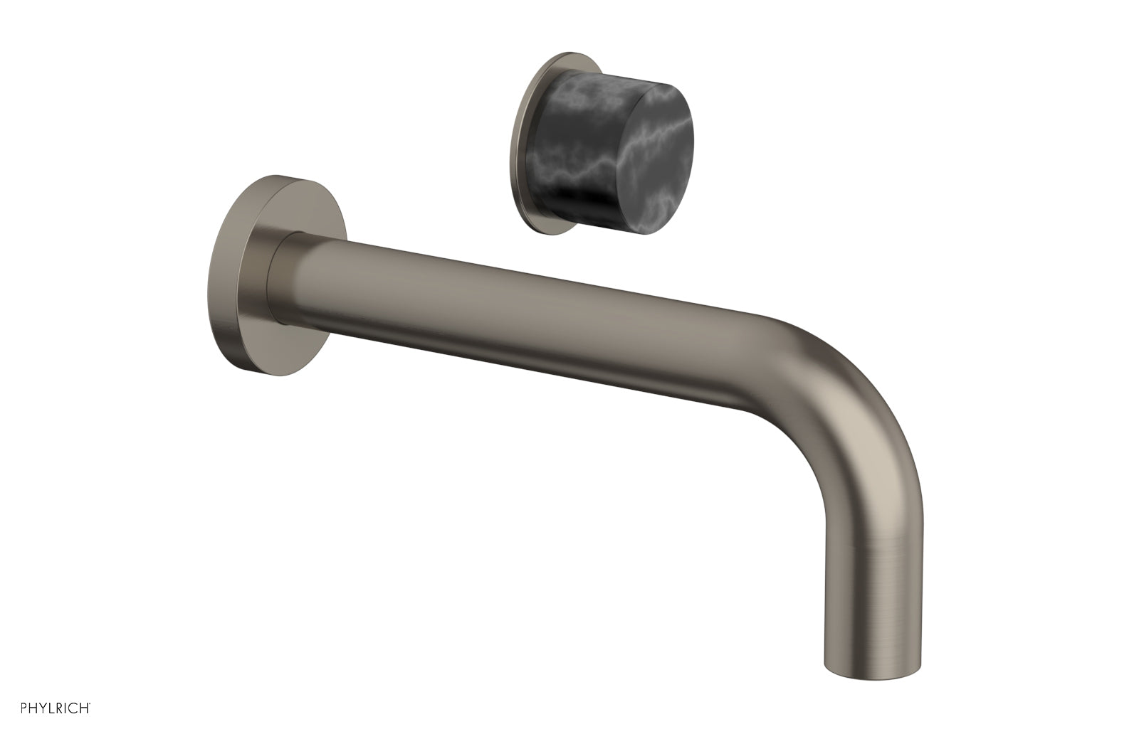 Premium Single Handle Wall Mount Lavatory Faucet - Black Marble Handle (Model 230-17) for Bathroom Sink & Powder Room Upgrade