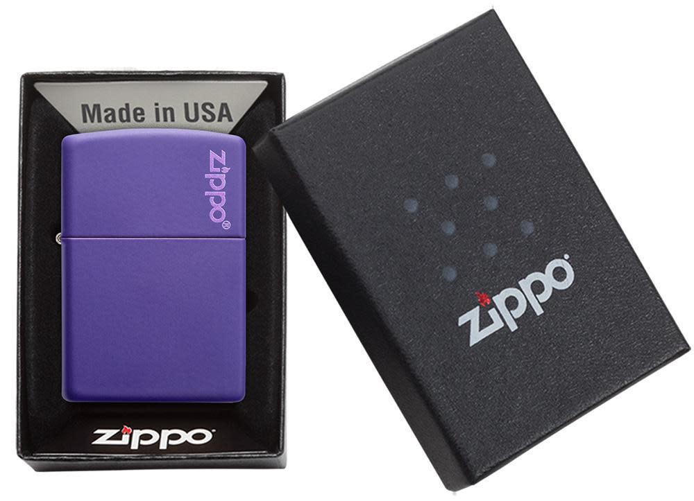 Classic Purple Matte Zippo Lighter with Logo - Windproof Refillable Metal Lighter for Outdoor Camping, Smoking & Survival Kits