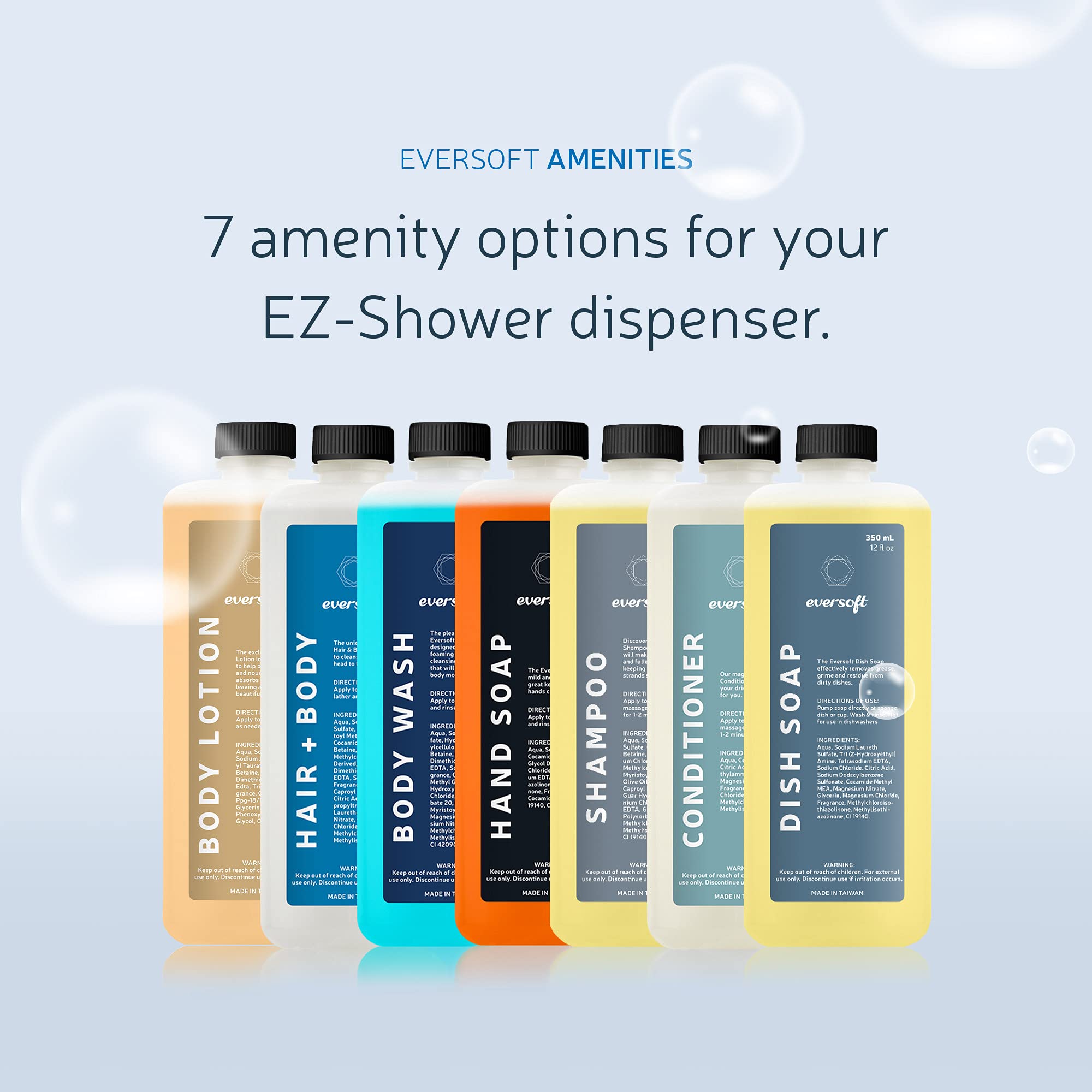 EZ-Shower Wall Mount Body Wash, Shampoo & Conditioner Dispenser Set - 350ml (12oz) x 3 Bottles for Bathroom, RV & Airbnb - Black | Space-Saving Shower Organizer for Small Bathrooms & Travel Trailers