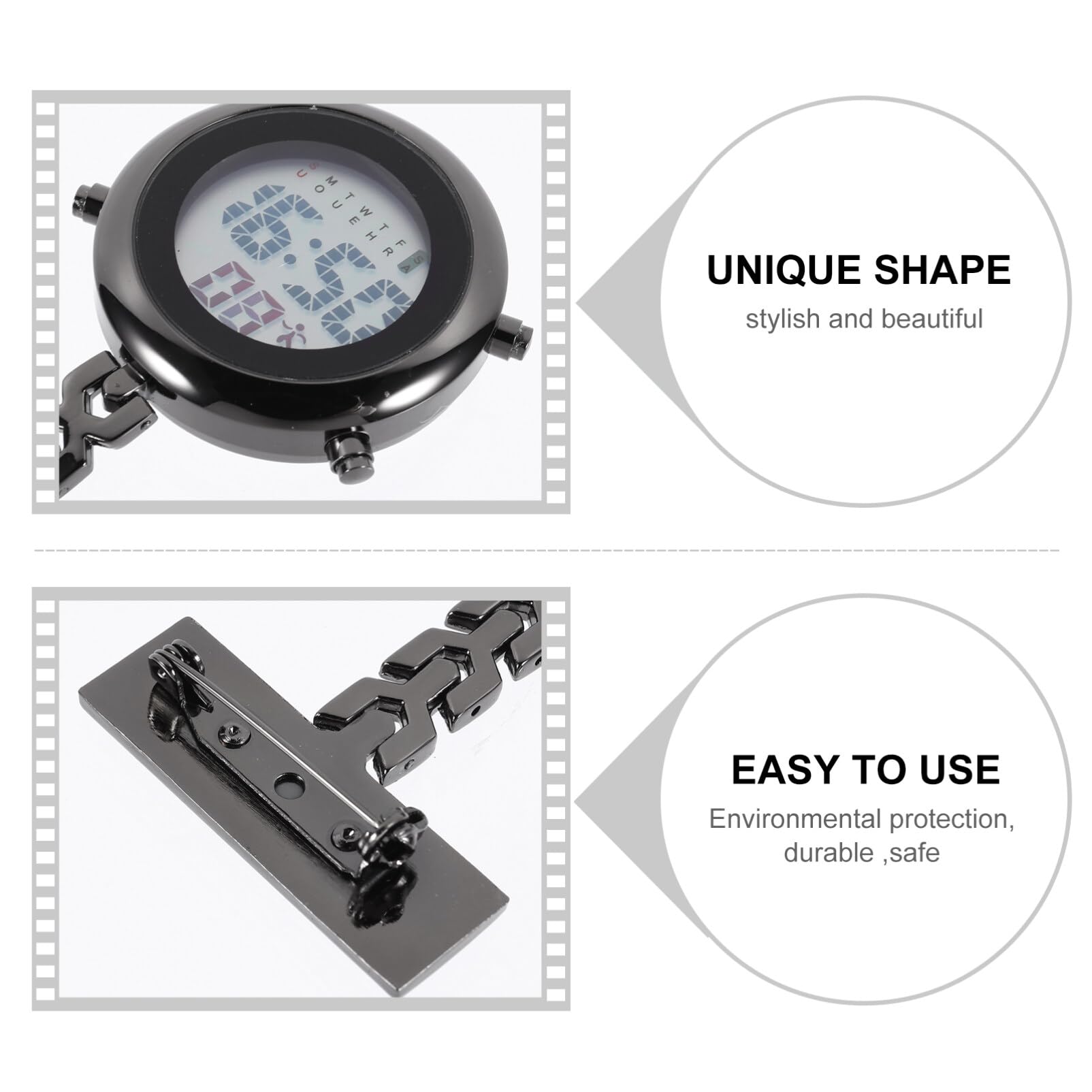 **Men's Digital Pocket Watch - Stainless Steel Clip-On Nurse Watch with Luminous Display - Perfect for Medical Professionals, Gifts for Men & Women - Office, Hospital & Formal Events**