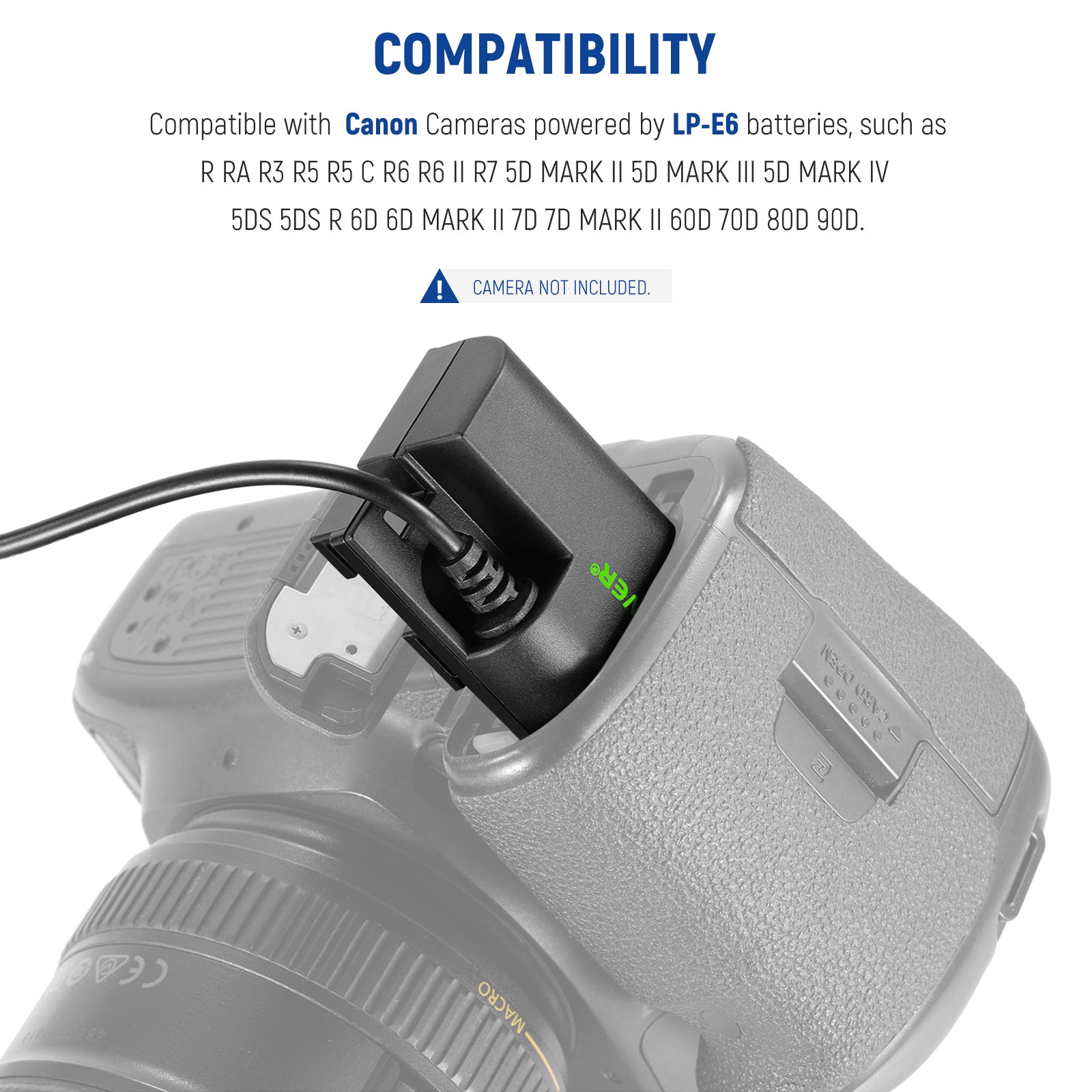 NEEWER LP-E6 LP-E6N LP-E6NH Replacement Dummy Battery for Canon Cameras - Perfect for Continuous Power Supply in Studio Photography & Video Recording