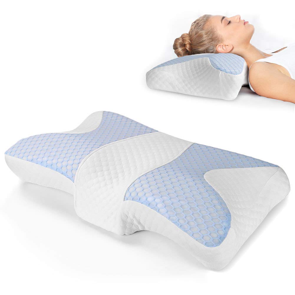 BAIHOGI Memory Foam Pillows for Neck Pain Relief - Orthopedic Contour Pillow for Side, Back & Stomach Sleepers - Breathable Cooling Pillow with Washable Cover - Perfect for Home, Office & Travel Use