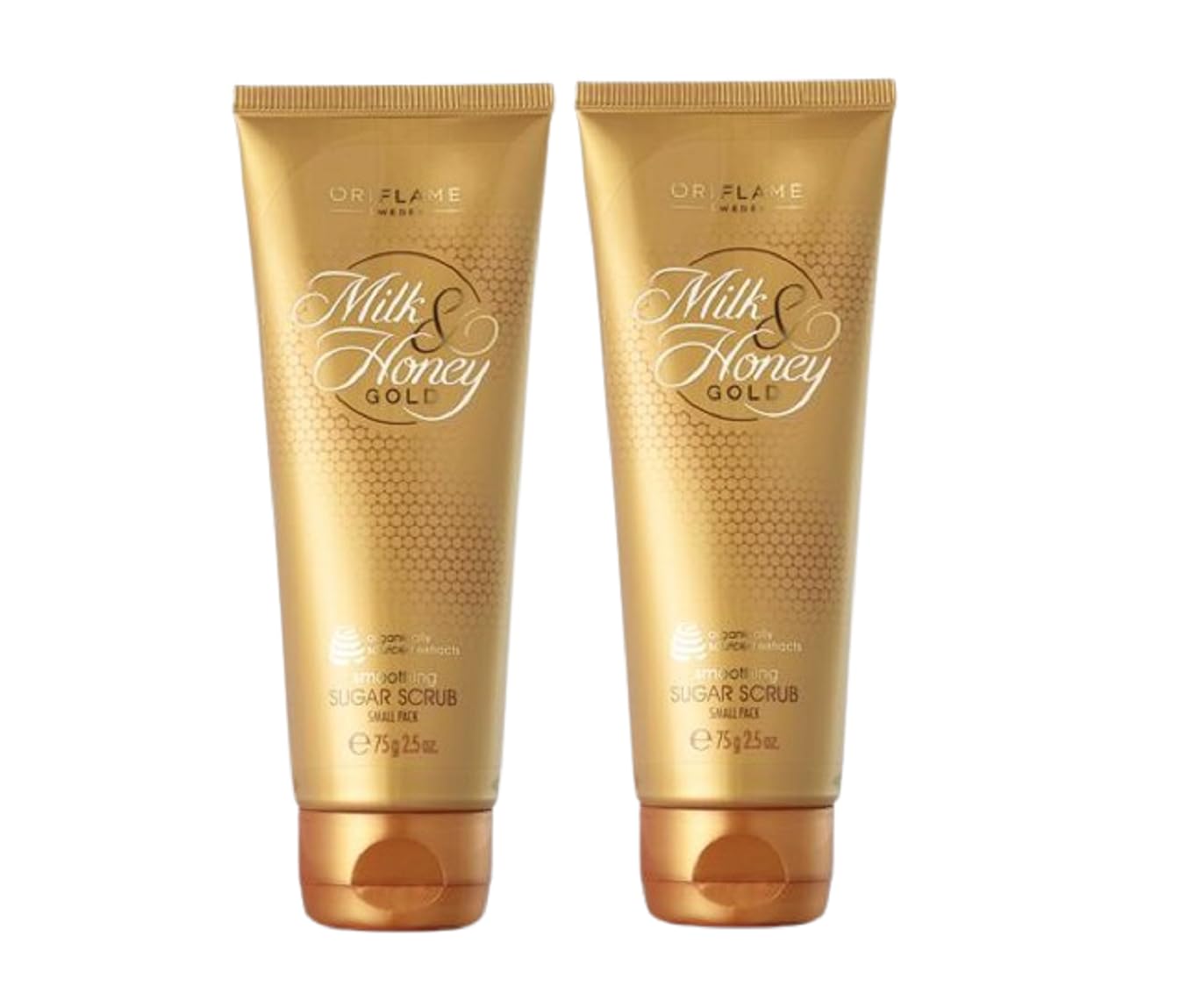 Premium Milk & Honey Gold Smoothing Sugar Scrub - Exfoliating & Moisturizing Body Scrub for Soft Skin - 75 x 2g Packs (2-Pack) with Cleansing Sponge - Perfect for Spa Day, Gift Sets & Dry Skin Care