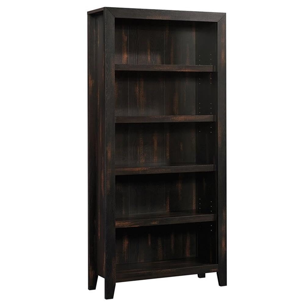 Pemberly Row Engineered Wood 5-Shelf Bookcase in Char Pine - Stylish Storage for Books, Decor & Office Supplies | Perfect for Living Room, Home Office & Study Spaces