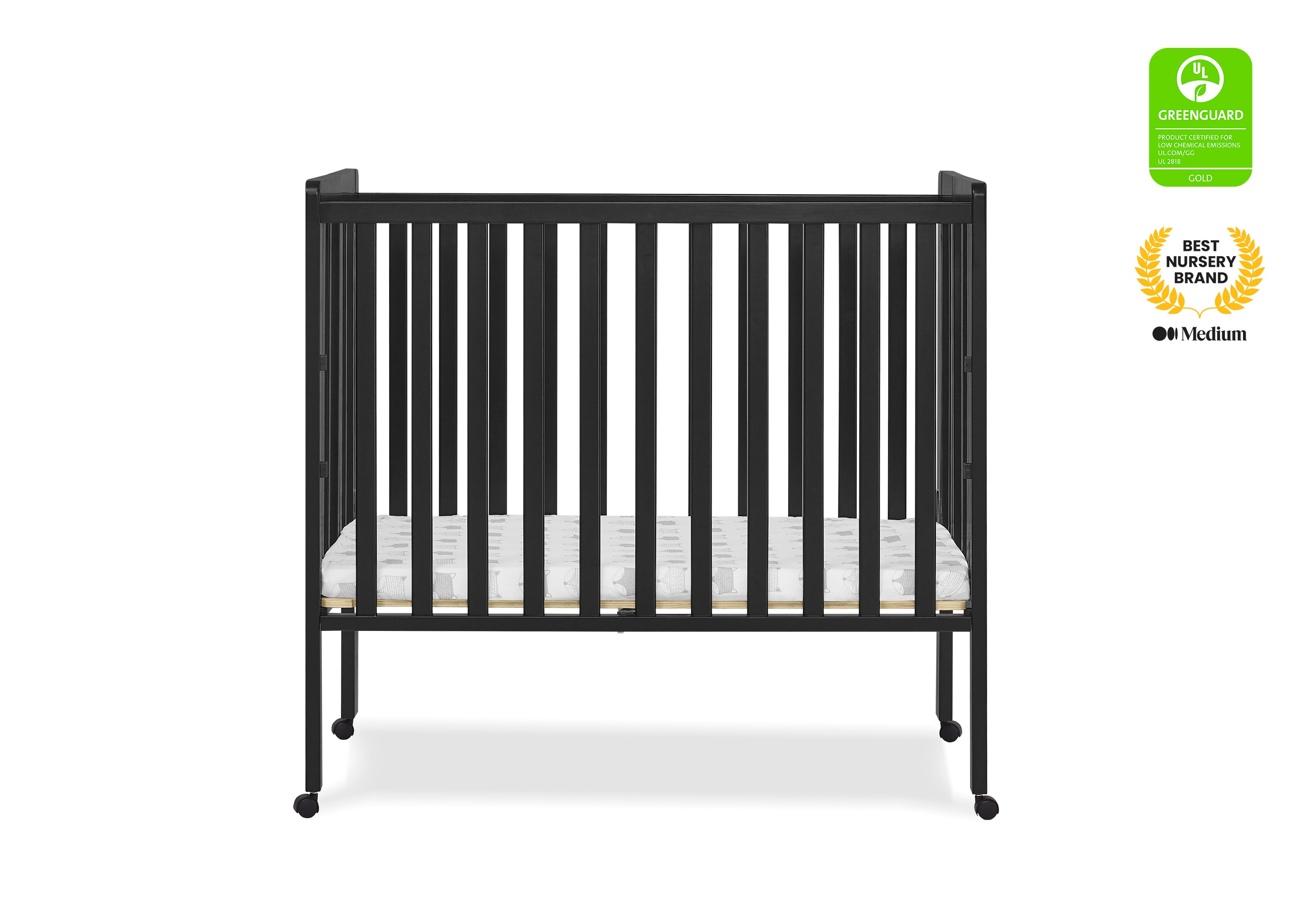 Lee Portable Folding Mini Crib with 1.5 Inch Mattress - Lightweight Travel Crib for Babies & Toddlers - Perfect for Home, Travel, and Daycare Use