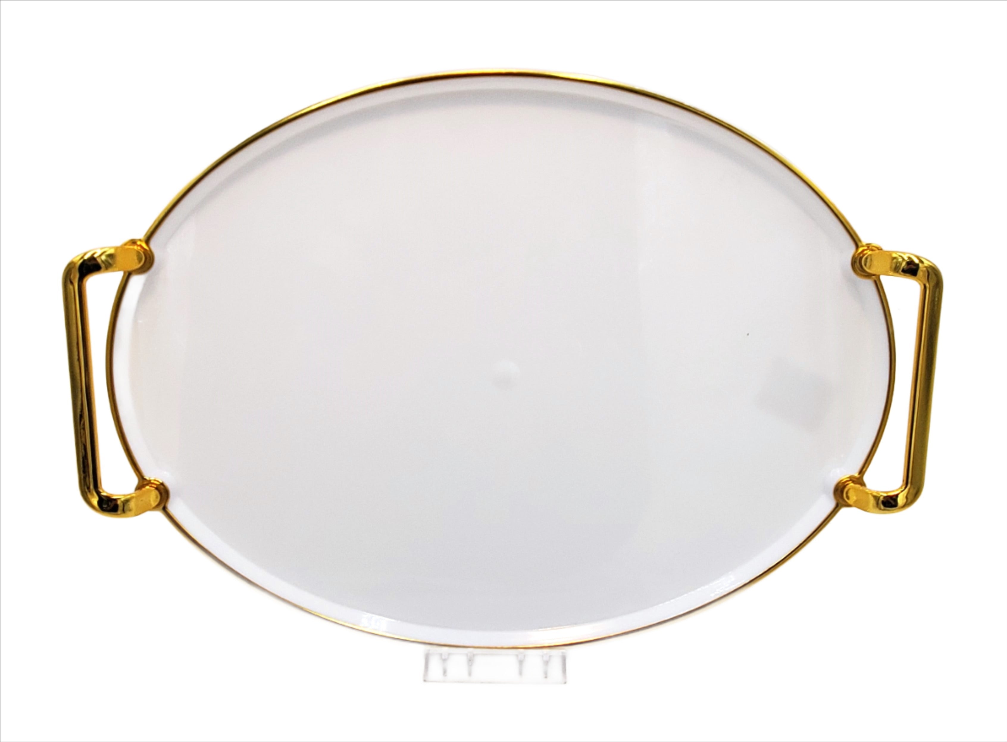 15.5x12 Inch White and Gold Plastic Tray - Durable Serving Tray for Parties, Dining, and Home Decor
