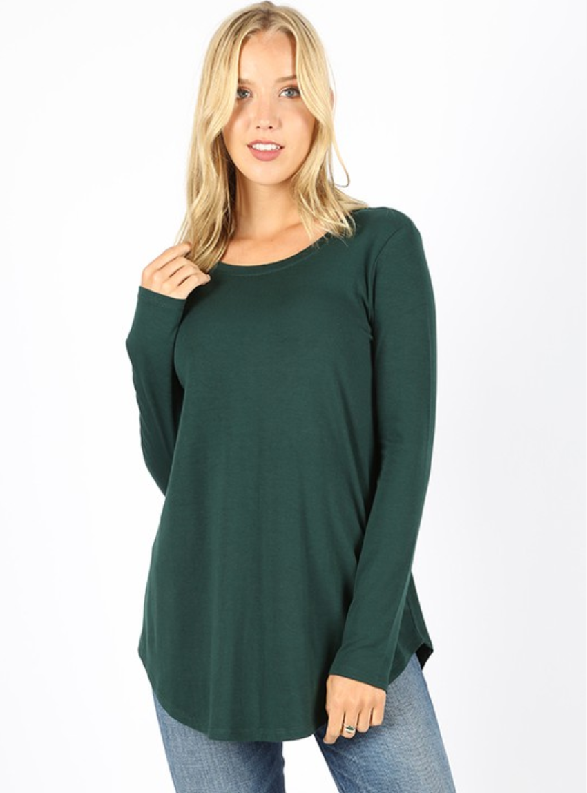 Women's Long Sleeve Scoop Neck T-Shirt - Soft Cotton Casual Top for Everyday Wear - Perfect for Work, Date Night & Weekend Outfits