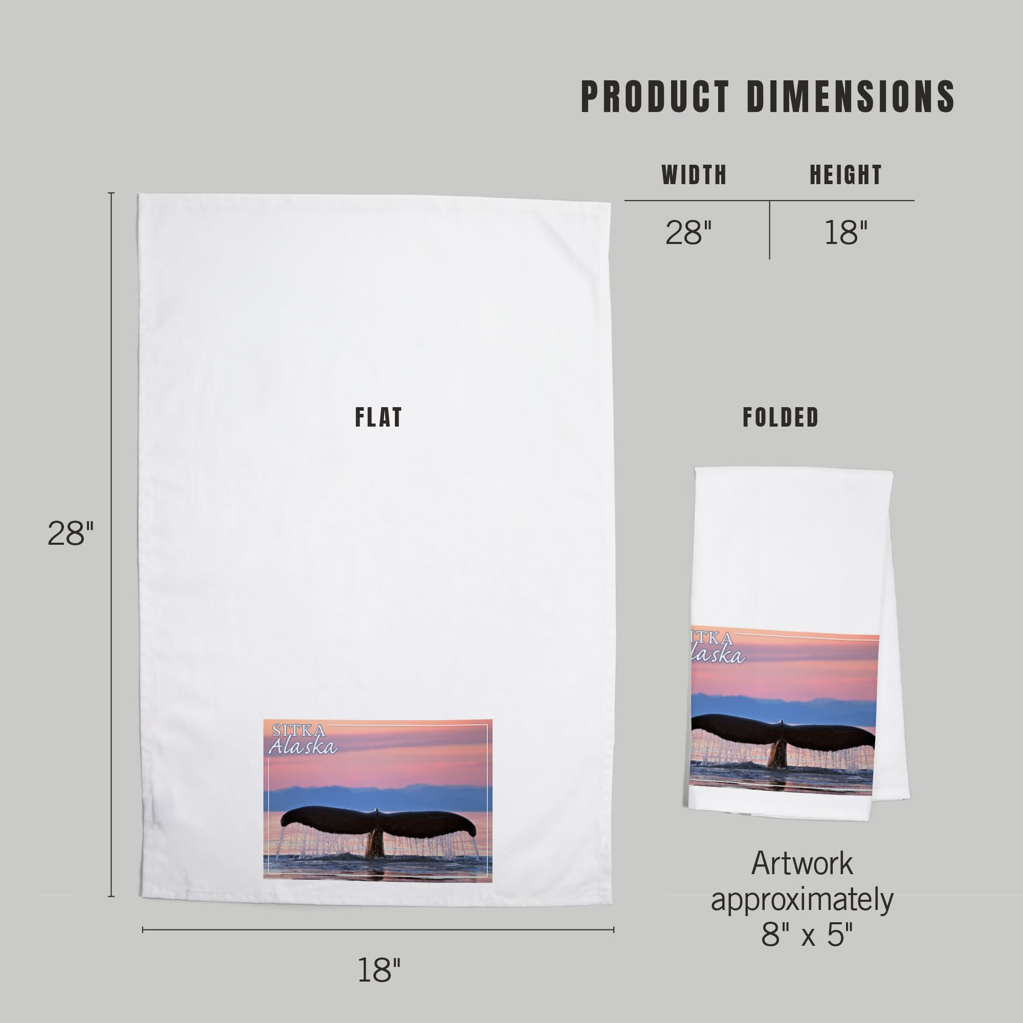 Sitka Alaska Humpback Whale Fluke Sunset Tea Towel - 100% Cotton Decorative Hand Towel for Kitchen & Home - Perfect for Dish Drying, Gift Giving & Coastal Decor