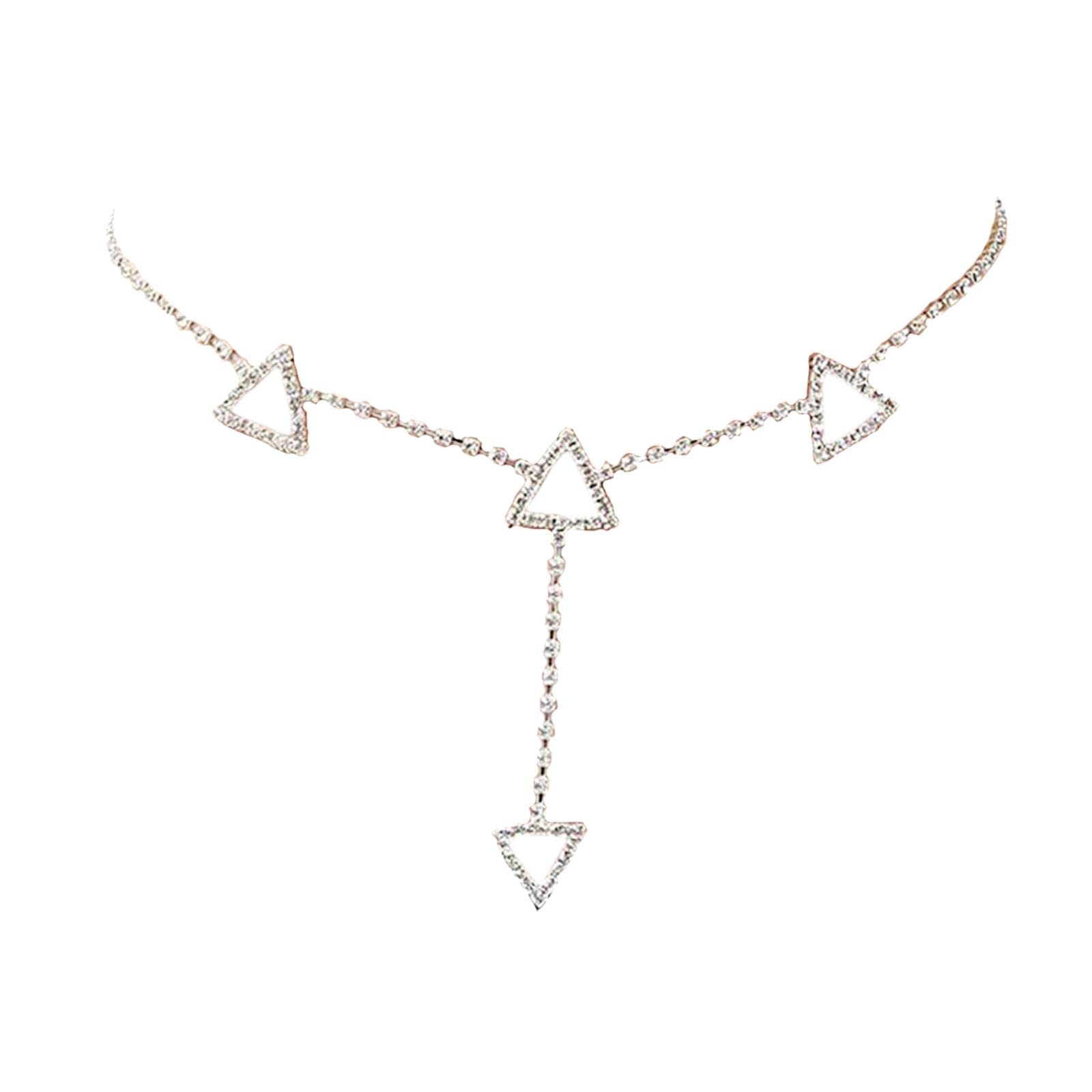Harilla Women's Rhinestone Belly Chain Waist Jewelry - Adjustable Length for Beach, Festival & Party Wear - Stylish Triangle Design for Summer Outfits & Boho Fashion
