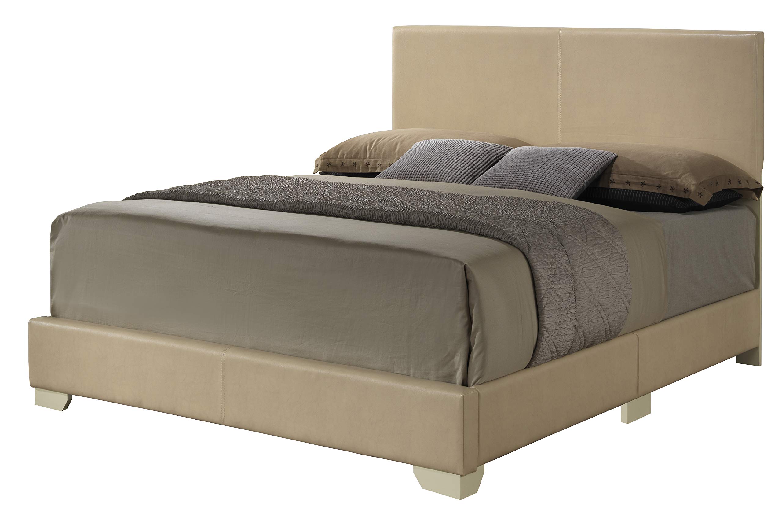 Glory Furniture Aaron Upholstered King Size Bed in Beige - Luxurious Bedroom Furniture for Master Suite & Guest Room