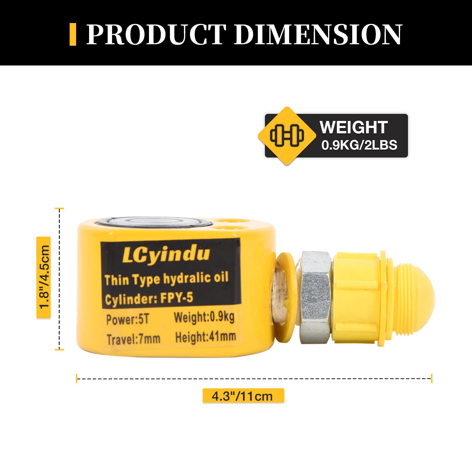 5T Low Profile Hydraulic Ram Cylinder Jack - 0.28