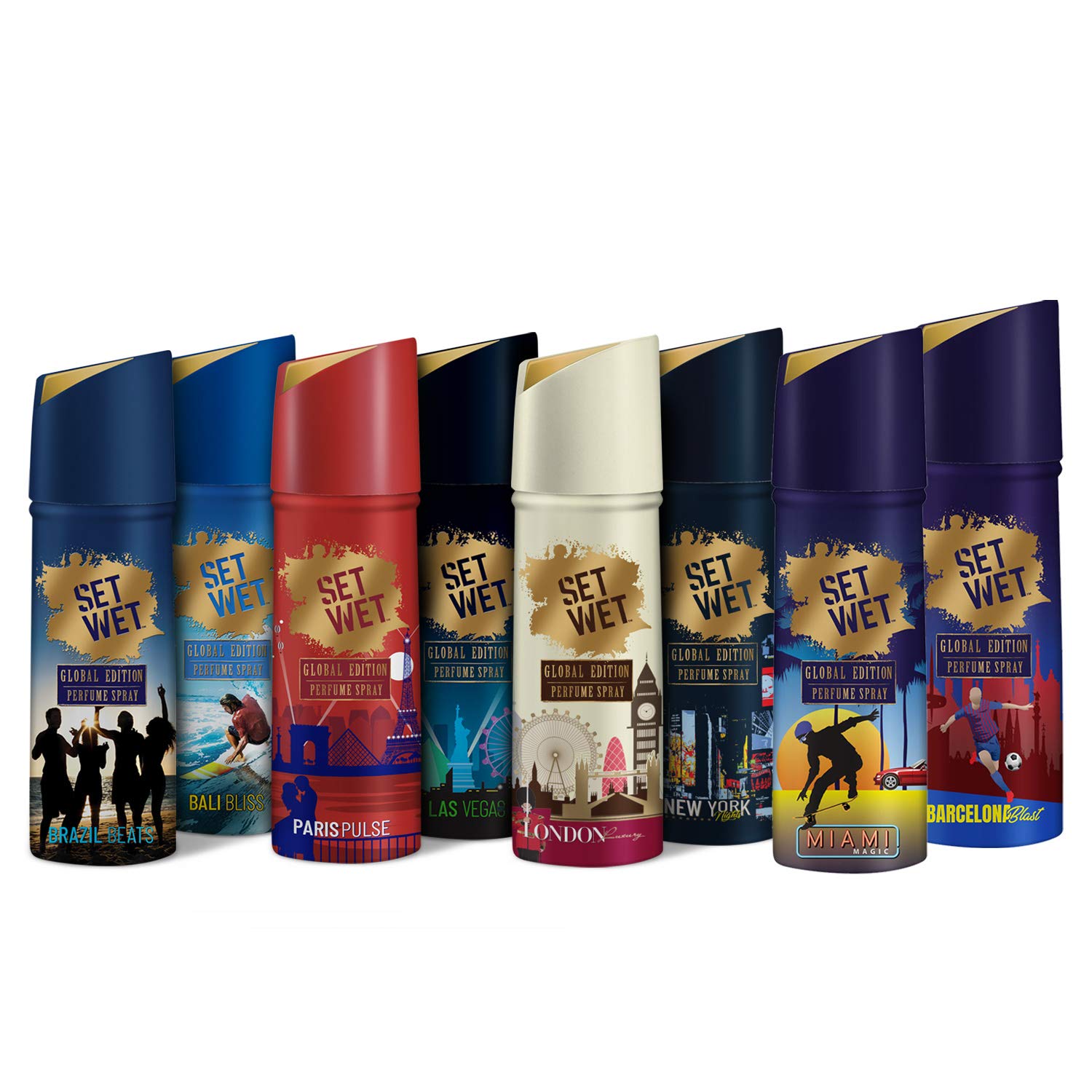 Set Wet Global Edition London Luxury & New York Nights Perfume Spray for Men - Long Lasting Fragrance Body Spray & Deodorant (Pack of 2, 120ml Each) - Perfect for Daily Wear, Office & Night Out