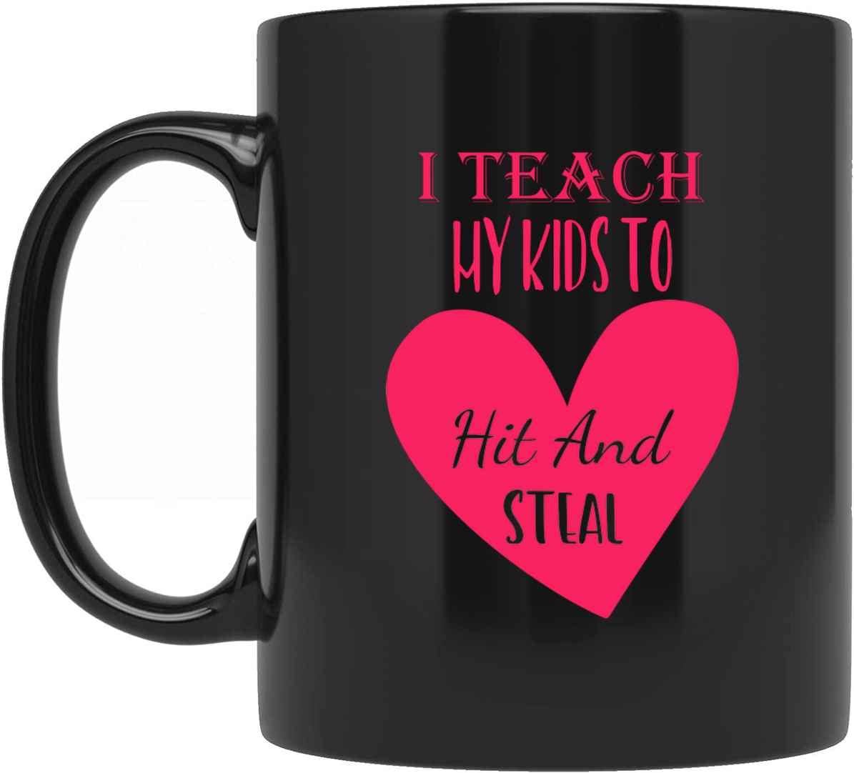 Funny Baseball Mom Coffee Mug - 'I Teach My Kids To Hit And Steal' Novelty Baseball Bat Mug - Perfect Gift for Baseball Coaches & Sports Parents - Great for Game Days, Team Parties & Morning Coffee