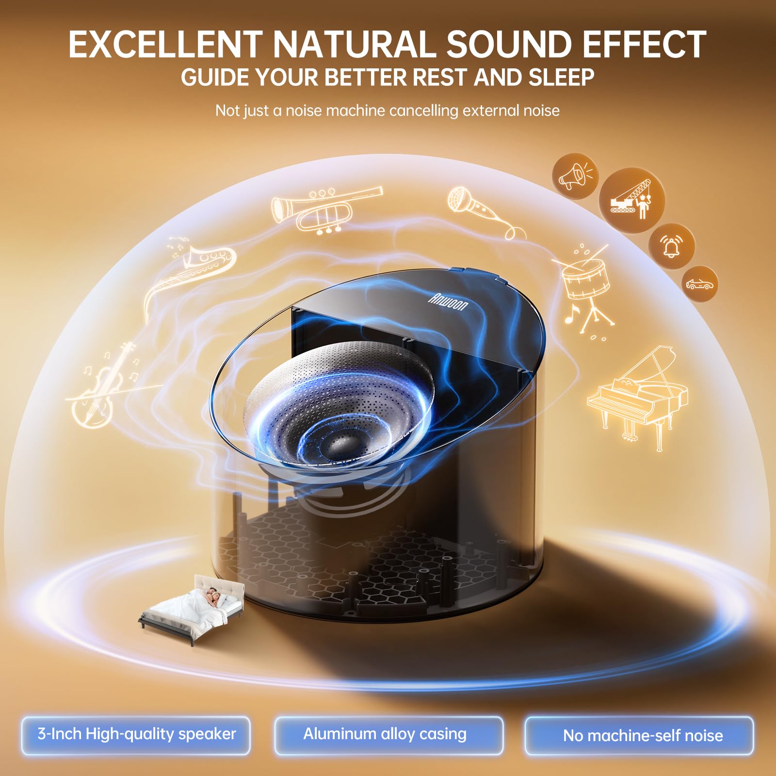 4-in-1 White Noise Sound Machine with Aromatherapy Diffuser - Schumann Wave Generator, Night Light & Sleep Therapy for Adults, Kids & Babies - Perfect for Bedroom, Nursery, Office & Home Relaxation