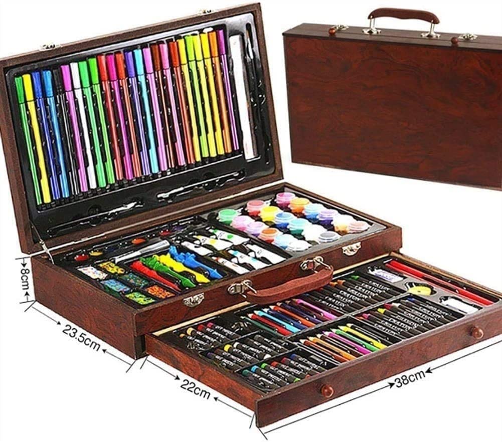 130-Piece Deluxe Wooden Art Painting and Drawing Set - Complete Art Supplies Kit for Kids & Adults - Perfect for Sketching, Watercolor, Oil Painting & DIY Crafts