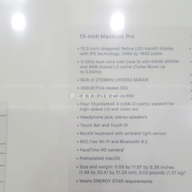 Apple MacBook Pro 13-inch with Touch Bar (2017 Model) - 256GB SSD, Intel Core i5, Retina Display - Brand New Laptop for Work, Study & Creative Professionals