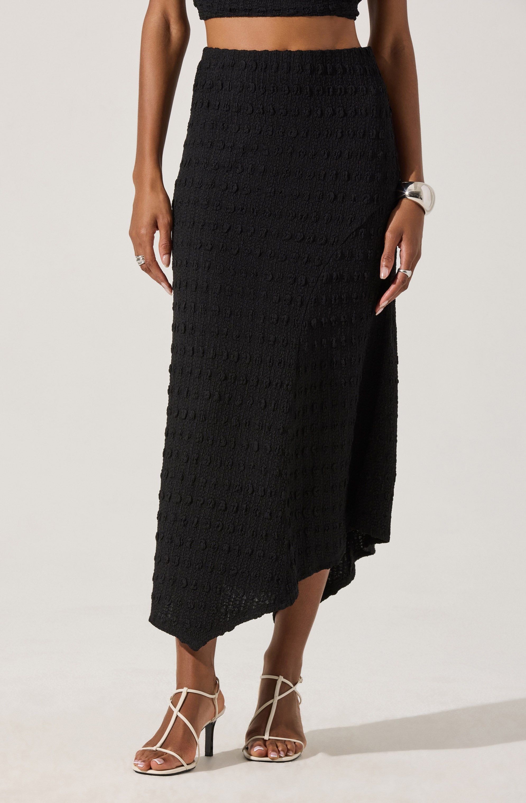 Textured Asymmetric Knit Skirt for Women - Stylish & Comfortable A-Line Midi Skirt for Casual Outfits & Office Wear | Perfect for Fall & Winter Fashion