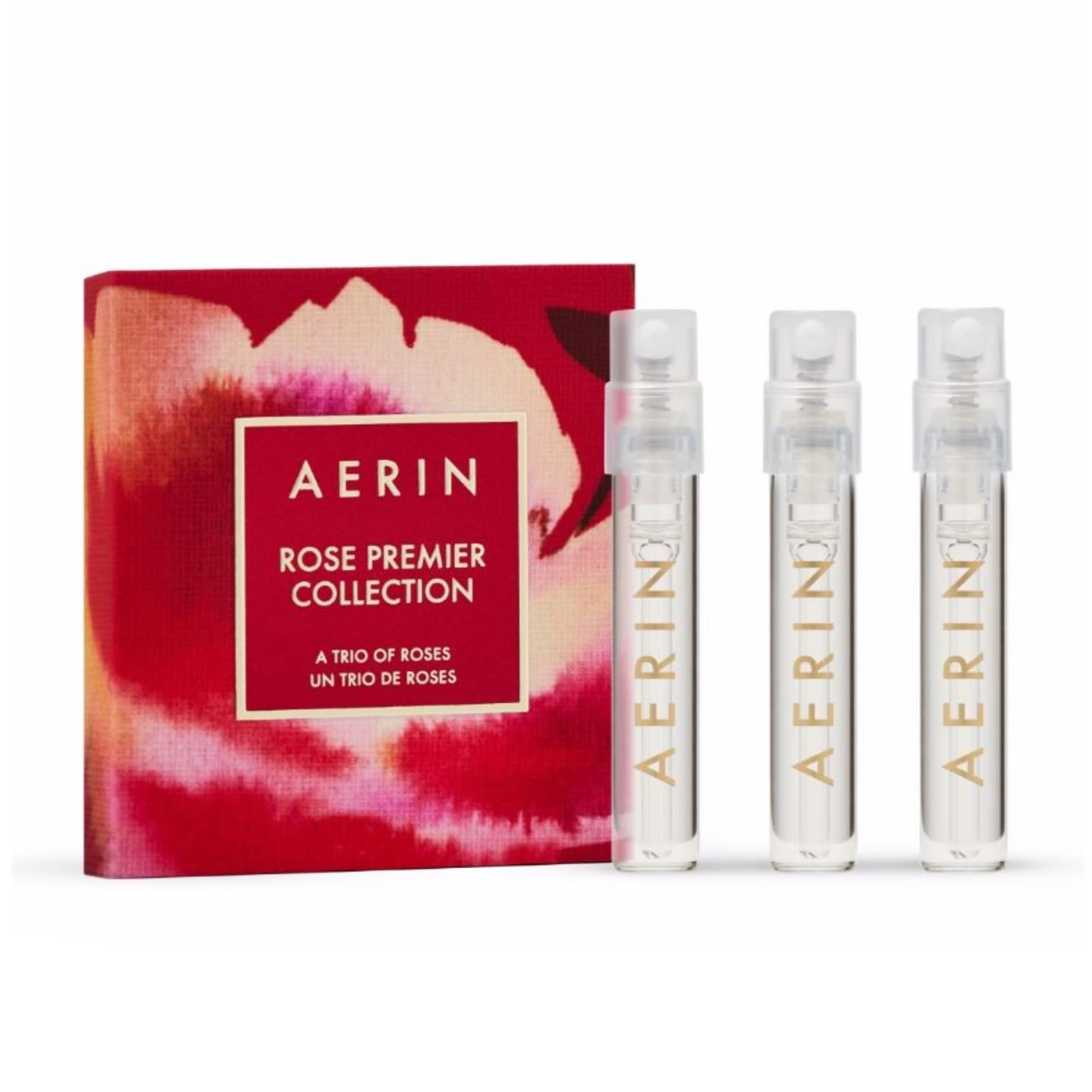 AERIN Rose Premier Collection Trio Set - Rose De Grasse Perfume, Joyful Bloom & Rouge Eau De Parfum Travel Size | Luxury Floral Fragrance Gift Set for Women, Perfect for Travel, Gifting & Special Occasions